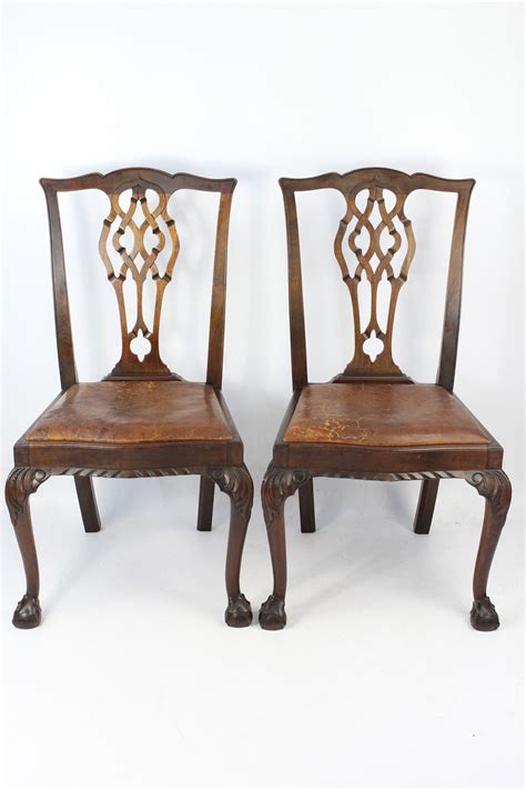 Set 4 Mahogany Chippendale Dining Chairs Circa 1920s