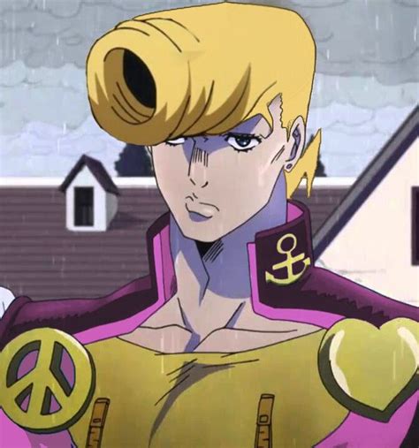 An Anime Character With Blonde Hair Wearing A Purple Outfit And Peace