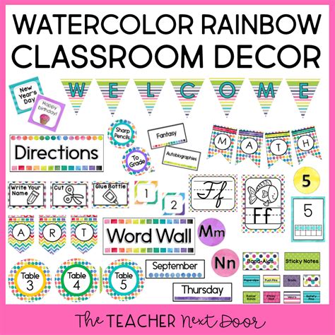 Watercolor Rainbow Classroom Decor The Teacher Next Door