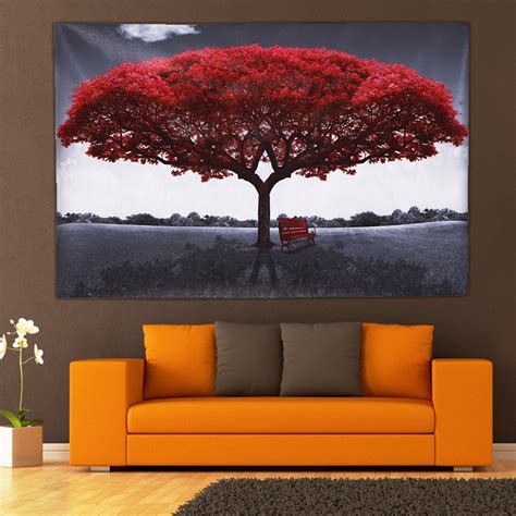Large Red Tree Canvas Modern Home Wall Decor Art Paintings