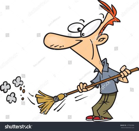 Vector Illustration Cartoon Man Sweeping Vector De Stock Libre De