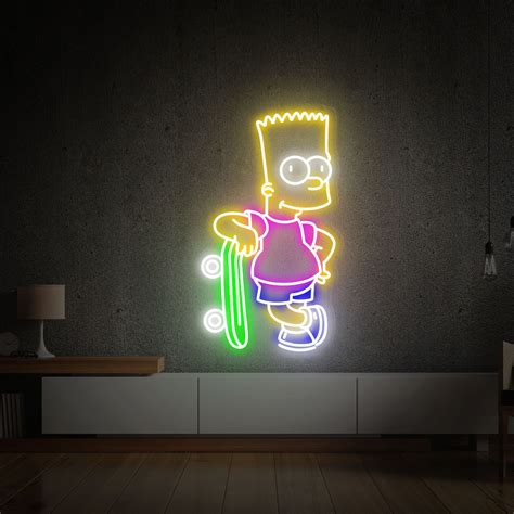 Bart Simpson Neon Sign The Simpsons Neon Light Decor Neon Etsy