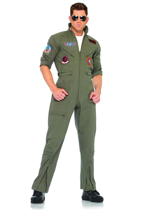 Mens Top Gun Flight Suit Costume Pilot Halloween Costume
