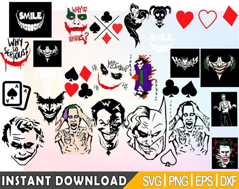 45 Designs Joker Svg Bundle Layered Item Joker Face Clipart Cricut