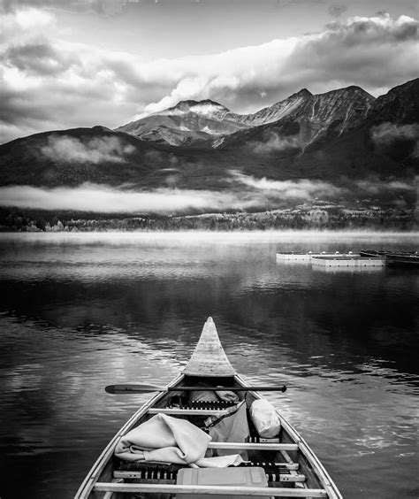 Black And White Lake Canoe Photograph By Dan Sproul