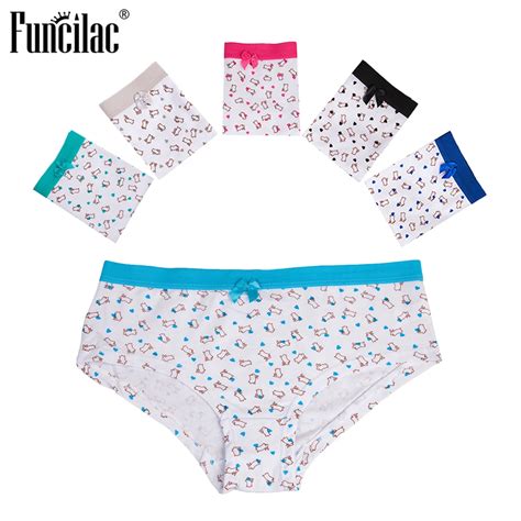 Funcilac Cotton Womens Briefs Soft Sexy Panties For Women Bunny Print Underwear Low Rise