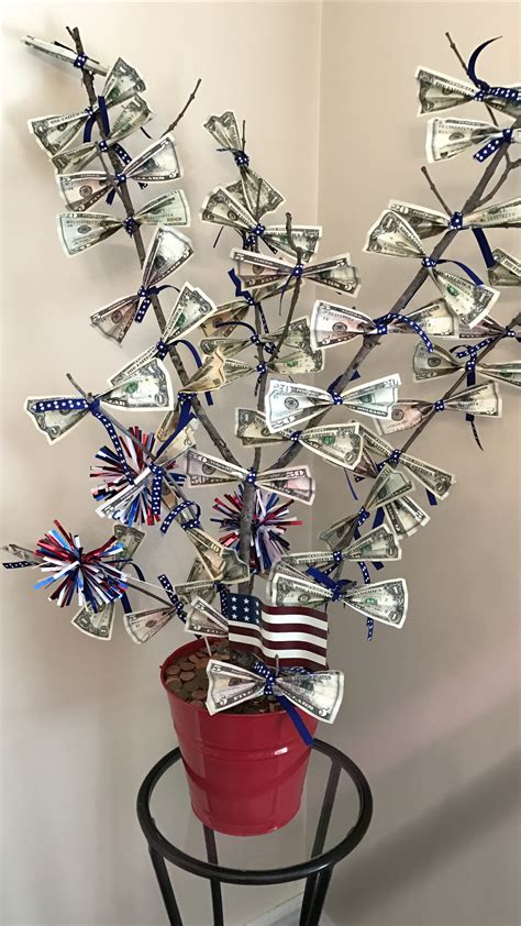 Money Tree We Made For 75th Birthday Party Patriotic Theme 75th Birthday Parties 75th