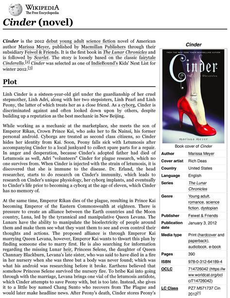 Cinder Novel Article Cinder Book Cover Of Cinder Author Marissa Meyer Cover Artist Rich Deas