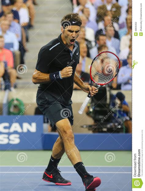 Seventeen Times Grand Slam Champion Roger Federer During Quarterfinal