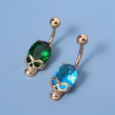 Skull Belly Button Ringsbelly Button Rings Danglesimple Etsy