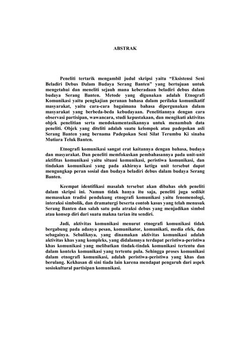 Abstrak deskriptif ditulis berdasarkan pada tujuan dan maksud. ABSTRAK Peneliti tertarik mengambil judul skripsi yaitu ...
