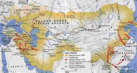 Map Of The Mongolian Empire Founded In 1206 Under The Rule Of