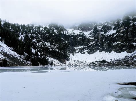 Frozen Lake 22 In The North Cascades Just Over An Hour Drive From The