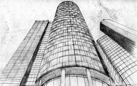 Tall Buildings Sketch Skyscrapers Pencil Drawing By Amndesigns On