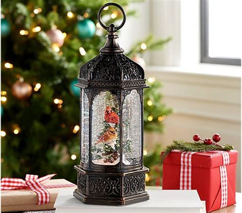 12 Illuminated Glitter Lantern With Holiday Scene By Valerie