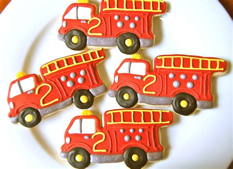 Fire Truck Cookies Decorated Cookies Pinterest Fire Trucks