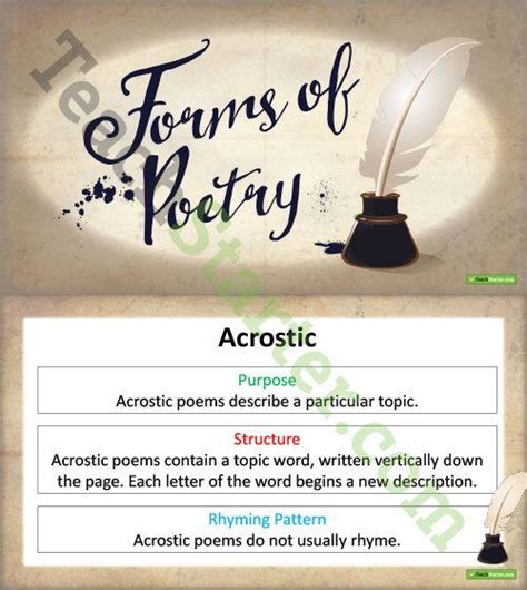 Forms Of Poetry Powerpoint Teaching Resource Forms Of Poetry Poetry