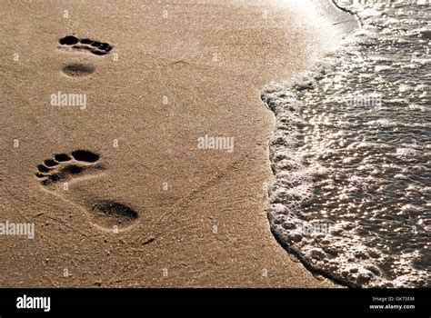 Footprints On The Beach Stock Photo Alamy