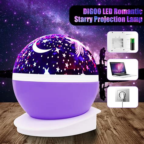 Night Light Projector Led Starry Moon 360 Degree Rotating Cosmos Romantic Room Star Projector