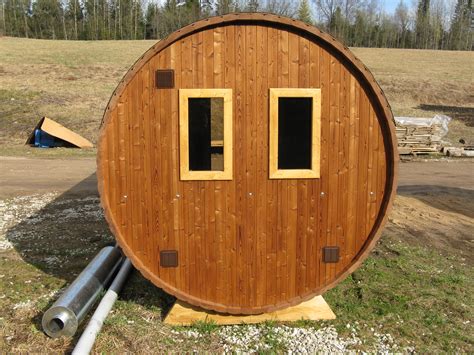 Outdoor Barrel Sauna Three Rooms Wood Fired Heater