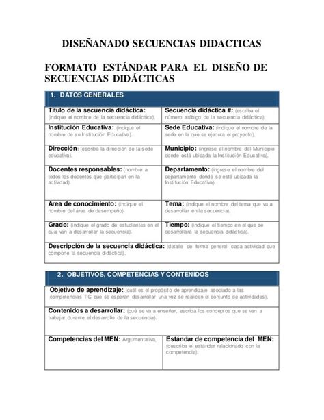 Formato Estándar Para El Diseño De Secuencias Didácticas 1