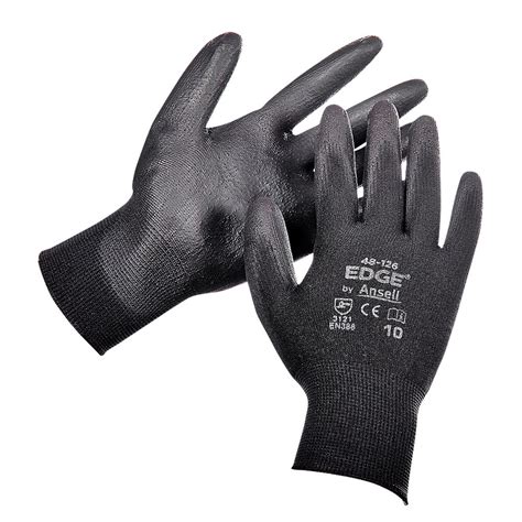 Ansell Hnpan 48 126 Edge Pu Polyester Gloves Black 9 Inches Amazon
