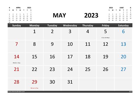 Free Calendar May 2023 Printable With Holidays