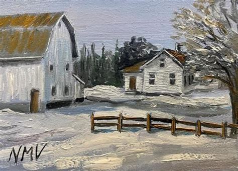 Original Fine Art Original Oil Winter Art Daily Paintworks Farm
