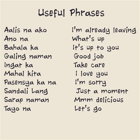 tagalog phrases tagalog words filipino words philippines culture