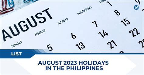 List August 2023 Holidays In The Philippines Whatalife
