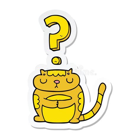 A Creative Sticker Of A Cartoon Cat With Question Mark Stock Vector