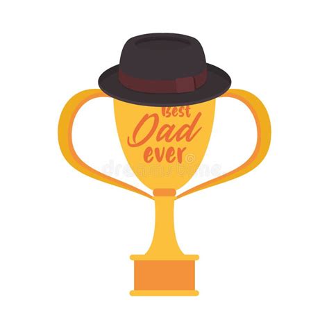 Trophy Cup Award Best Dad With Hat Stock Vector Illustration Of