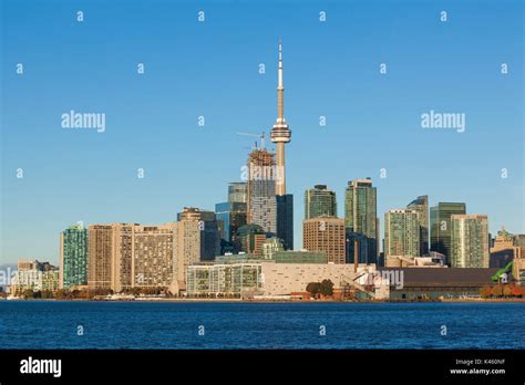 Canada Ontario Toronto Skyline From Polson Pier Morning Stock Photo