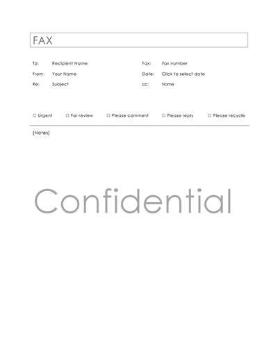 Confidential Fax Cover Sheet Free Printable Templates