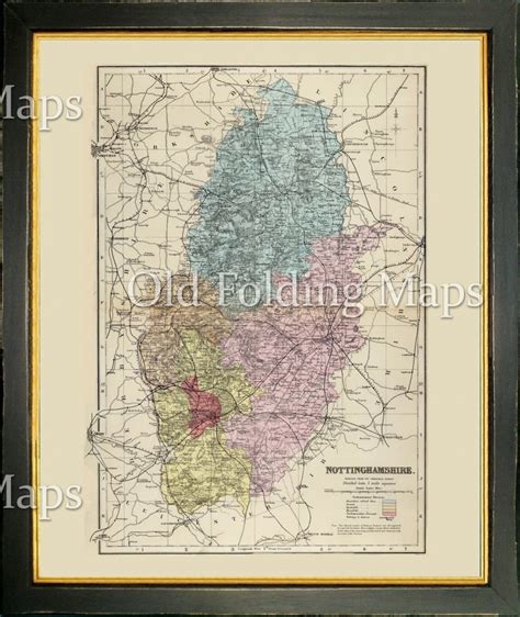 Antique Map Of Nottinghamshire Circa 1885