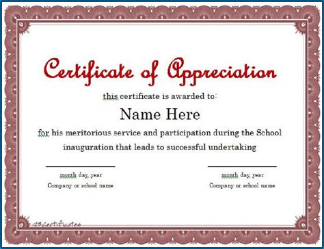 009 Printable Certificate Of Appreciation Template Free With Regard To
