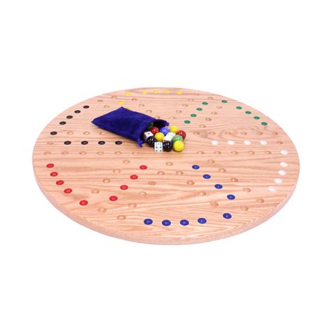 Round Aggravation Game Board Set Solid Oak Wood Double Sided