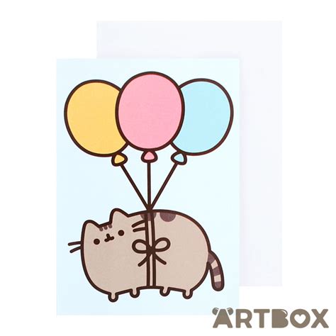 Buy Pusheen The Cat Balloon Float Mini Greeting Card At Artbox