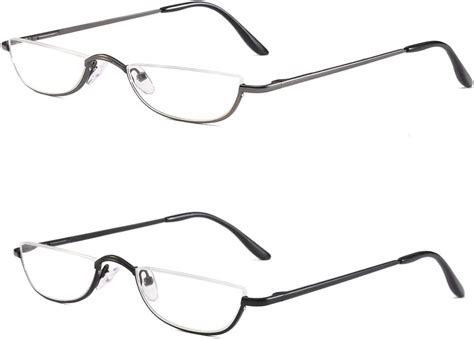 2 Pack Half Metal Frame Reading Glasses For Women Men Half Moon Lens Readers Vintage