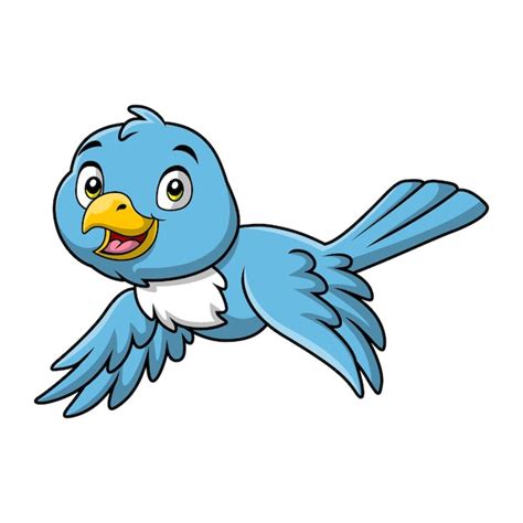 Premium Vector Cute Blue Bird Cartoon On White Background