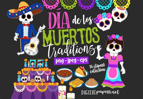 Day Of The Dead Clipart Set Graphic By Dipa Graphics · Creative Fabrica