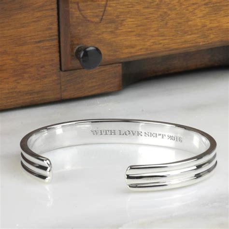 Mens Solid Silver Bracelet Ribbed By Hersey Silversmiths