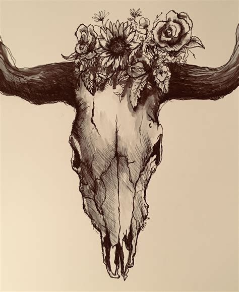 Skull With Flowers By Castastudio Flower Crown Drawing Crown
