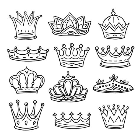 Premium Vector Hand Drawn Crowns Set
