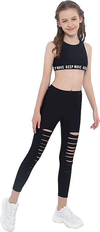 Winying Kids Girls Crop Tops With Athletic Leggings