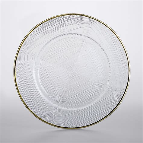 The Jay Companies 1875015 13 Clear Glass Charger Plate With Gold Weave Rim