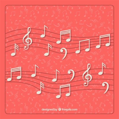 Free Vector Staves With Beautiful Musical Notes Background