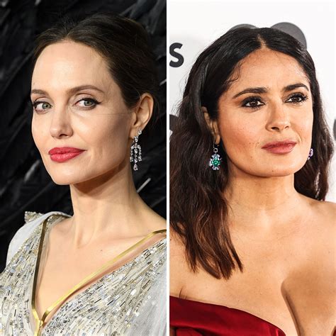 angelina jolie and salma hayek spotted wearing matching black outfits for dinner date together