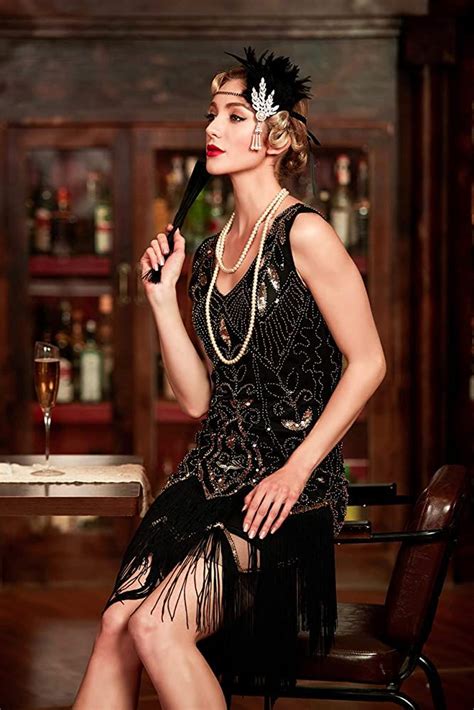 Clothing Metme Womens 1920s Flapper Fringe Beaded Great Gatsby Party