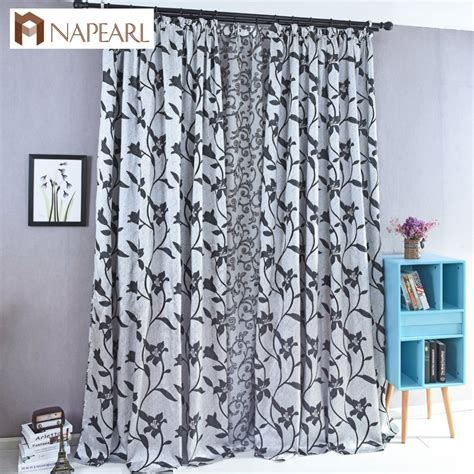 Napearl 1 Piece Floral Design Semi Blackout Curtain Shade Black Brown